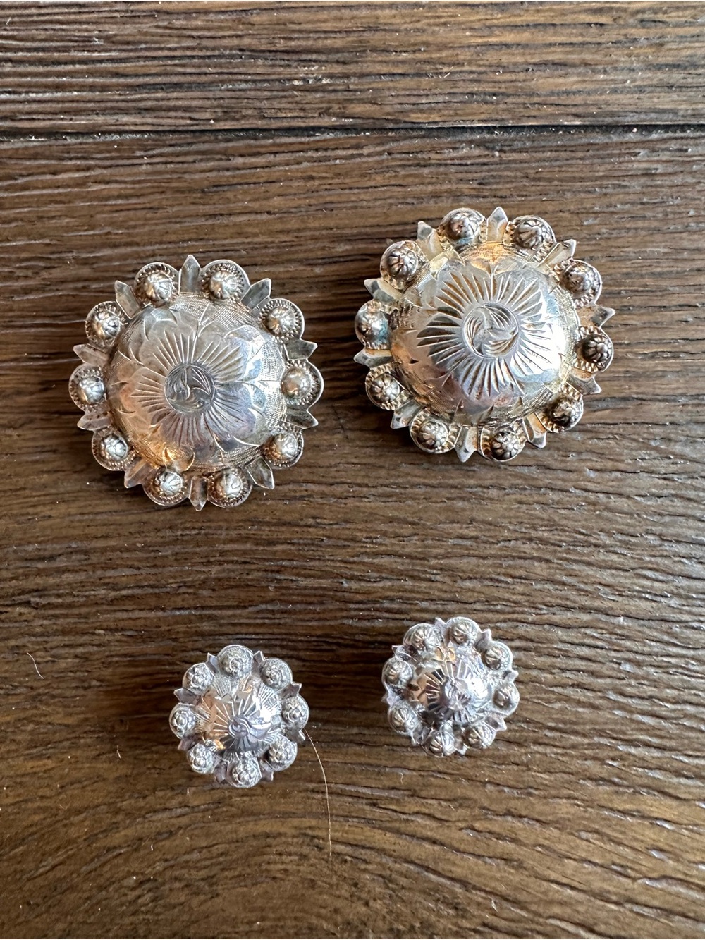 Vogt Sterling Silver Western Conchos - Set of 4